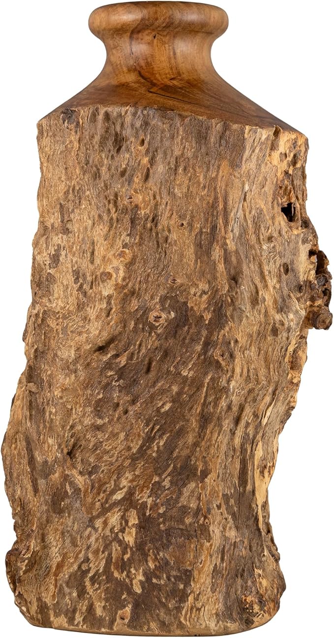 Vitex Pubescens Vahl Handcrafted Natural Wooden Vase; H(11.8”) x D(5"-6.5"); Unique Wooden Vase - Bloomnest