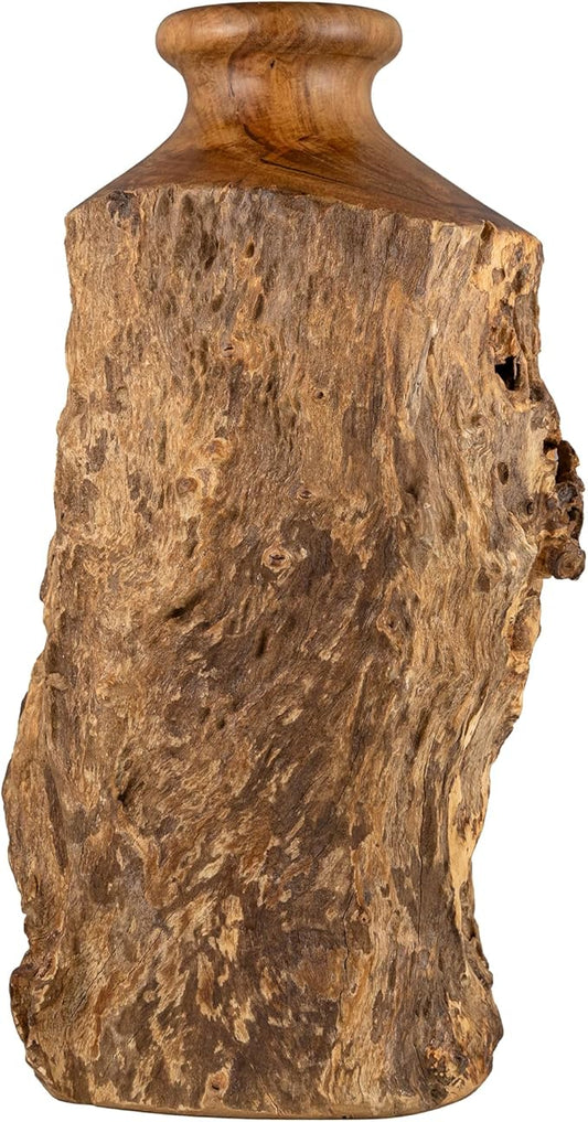 Vitex Pubescens Vahl Handcrafted Natural Wooden Vase; H(11.8”) x D(5"-6.5"); Unique Wooden Vase - Bloomnest