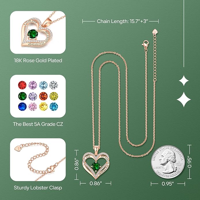 18K Rose Gold Necklaces for Women Birthday Gifts for Women Jewelry for Women Birthday Gifts for Wife Girlfriend Daughter Wife Birthday Gifts for Anniversary Mothers Day Christmas Valentines Gifts - Bloomnest