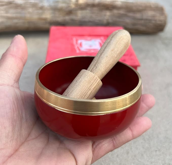 DharmaObjects Tibetan Root Chakra Premium Palm Size Singing Bowl Gift Box Set - Bloomnest