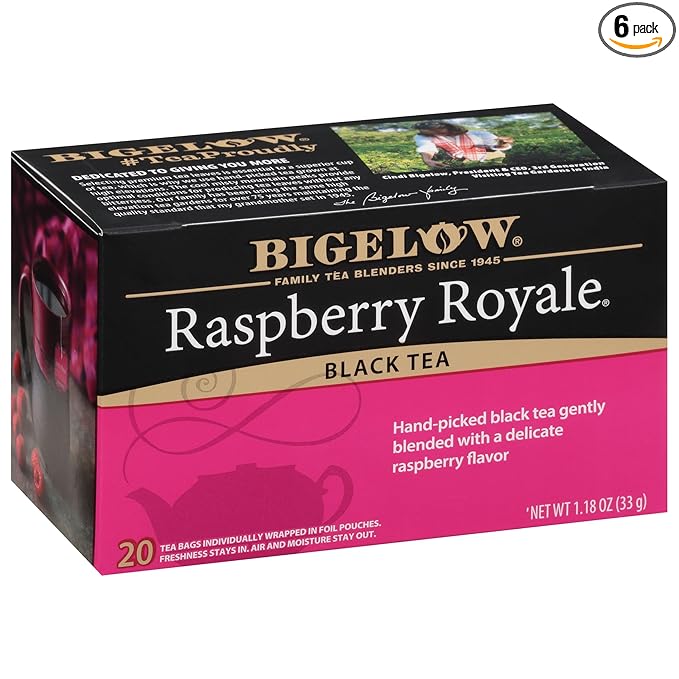 Bigelow Tea Raspberry Royale Black Tea Bags, Caffeinated, 20 Count, Pack of 6 - Bloomnest