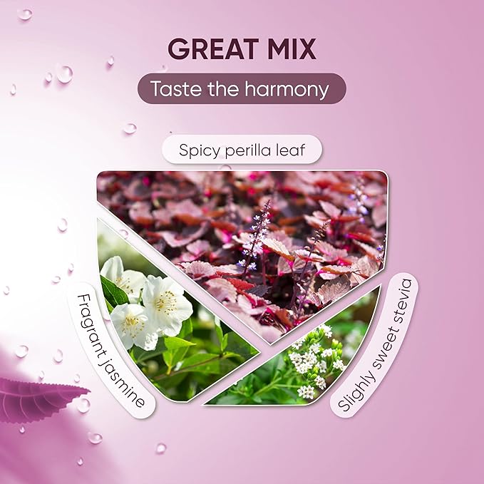 NMPT Dried Perilla Tea, Jasmine, Stevia, Hand Pick, Mixed Bags, Organic Herbal Tea, 30 Count, Gluten Free, Dairy Free, Sugar Free & 100% Natural, Energy Boost & Health Support - Bloomnest