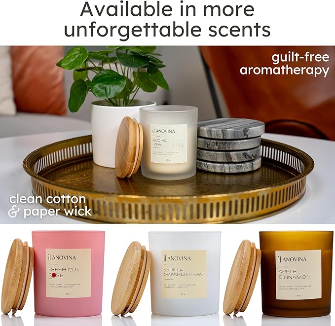 Anovina Fruity Scented Candle – Juicy Blend of Passionfruit, Pineapple, Kiwi & Coconut – Non-Toxic Soy Wax Blend – Candle Gifts for Women, Home or Kitchen - Bloomnest