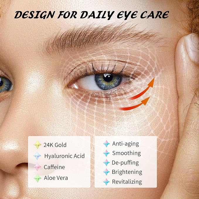 Under Eye Patches(50 Pairs), 24K Gold, Caffeine, Hyaluronic Acid, Aloe Vera Eye Masks for Dark Circles Puffy Eyes Undereye Bags, Eye Skin Care Gift Set for Bachelorette Party Favors - Bloomnest
