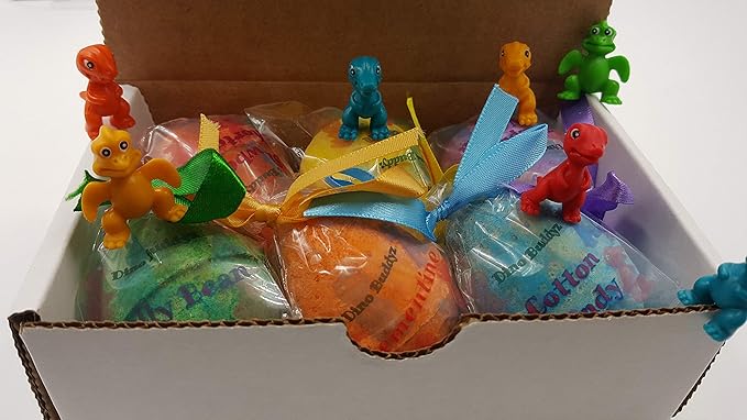 SPA PURE LITTLE DINOS BOMBS: 6 EGG-SHAPED bath bombs for kids with surprise LITTLE DINOS inside, USA Made, Handmade, Natural Bath Bombs, Birthday Gift idea for Kids, Spa Parties - Bloomnest