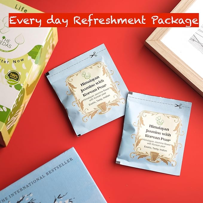 THE VEDAS Himalayan Jasmine Tea With Korean Pear | Caffeine free Herbal Tea | Biodegradable Cotton Teabags | 20 Tea Bags(Pack of 1) - Bloomnest