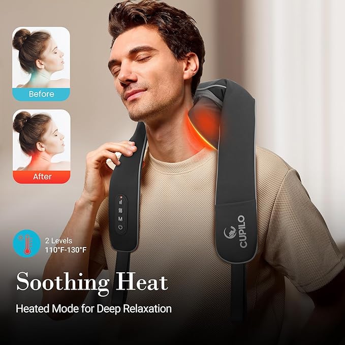 Shiatsu Neck Massager with Heat - [2025 Upgraded] FSA Eligible, Cordless Neck Massager for Pain Relief with Wireless Controller,Massage for Back Shoulder Traps,Ideal Gifts for Women,Men