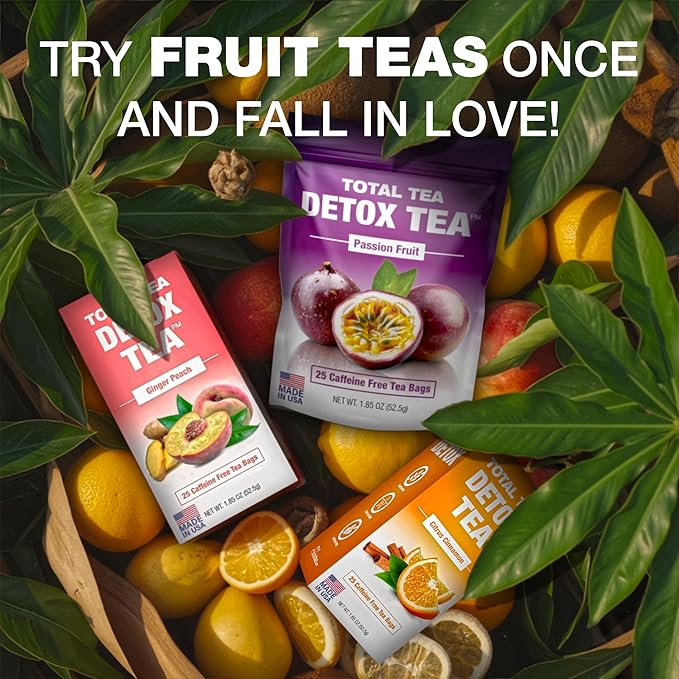 Total Tea SIimming Detox Tea Caffeine Free - 25 Day Detox - Herbal Tea with Chamomile, Hibiscus Tea & Ginger Root for Colon Cleanse – Natural Citrus & Cinnamon Fruit Tea for Digestive Health - Bloomnest