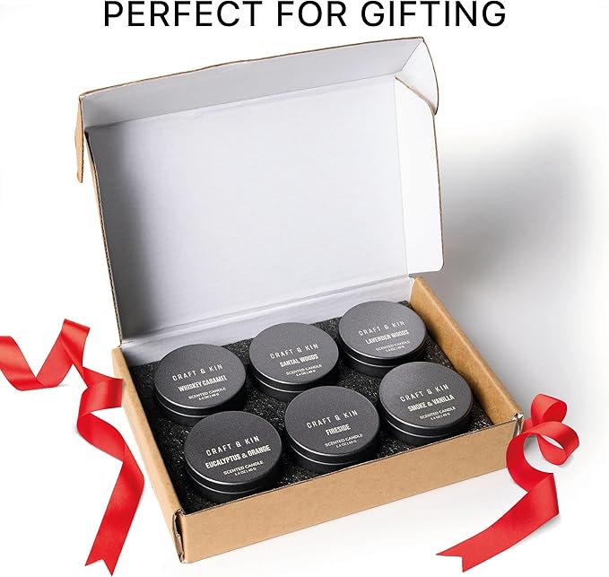 Craft & Kin Scented Votive Candle Gift Set of 6 | Small Luxury Fall Scented Candles Gift Set for Home | Candle Box with Assorted Scents | 15–20 Hour Burn Each - Bloomnest