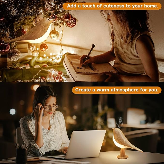 VViN 2 in 1 Small Desk Lamp, Bird Cordless Table Lamp with 3 Color Temperature Dimmer and Touch Sensor - Rechargeable Battery Night Light for Kids, Bedroom, Bedside, and Outdoor Use - Bloomnest