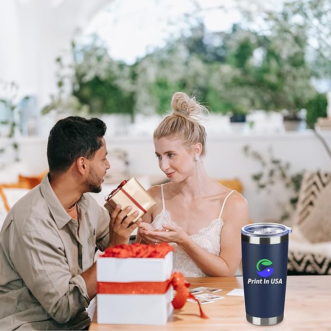 Personalized Custom Print in USA Tumbler 10Pcs 20oz Stainless Steel Double Wall Coffee Cup with Lid & Straw Insulated Tumbler with Colorful Text Logo Photo - Bloomnest
