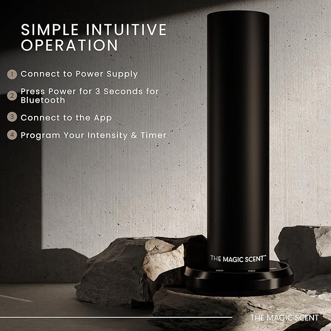 The Magic Scent Bluetooth Tower Diffuser Home & Office - Smart Ultra-Quiet for Home & Hotel - Waterless Cold-Air Programmable Professional Diffuser Machine - Essential Aroma Oil Included - Bloomnest