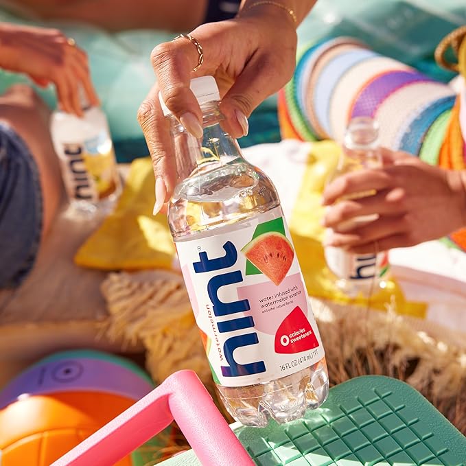 Hint Fruit-Infused Bottled Water, Watermelon - Sugar Free Flavored Water with Zero Calories, Naturally Flavored, and No Artificial Sweeteners - 16 Fl Oz (Pack of 12) - Bloomnest