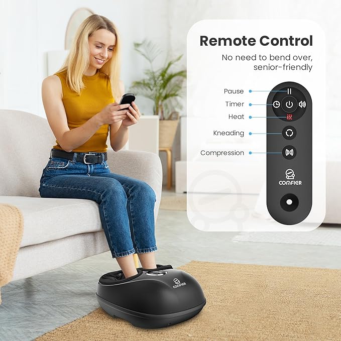COMFIER FSA Eligible Shiatsu Foot Massager with Heat for Neuropathy Plantar Fasciitis, HSA Heated Electric Foot Massagers, Feet Massager Up to Men Size 13, Christmas Gifts for Men Women - Bloomnest