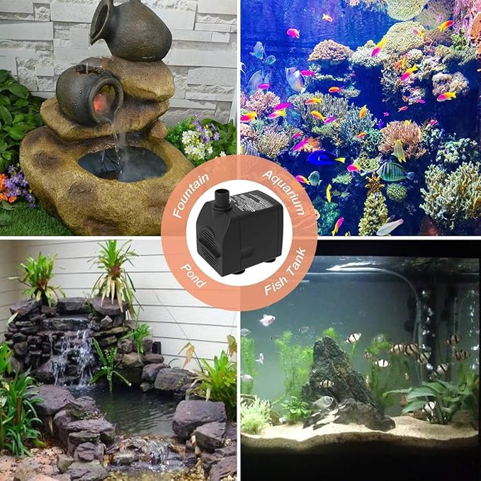 Submersible Water Pump Ultra Quiet with Dry Burning Protection160GPH for Fountains, Hydroponics, Ponds, Aquariums & More … - Bloomnest