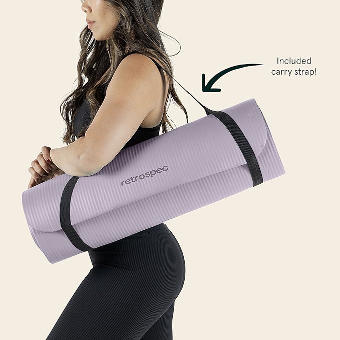 Retrospec Solana Yoga Mat 1" Thick With Nylon Strap For Men & Women - Non Slip Exercise Mat For Home Yoga, Pilates, Stretching, Floor & Fitness Workouts - Bloomnest