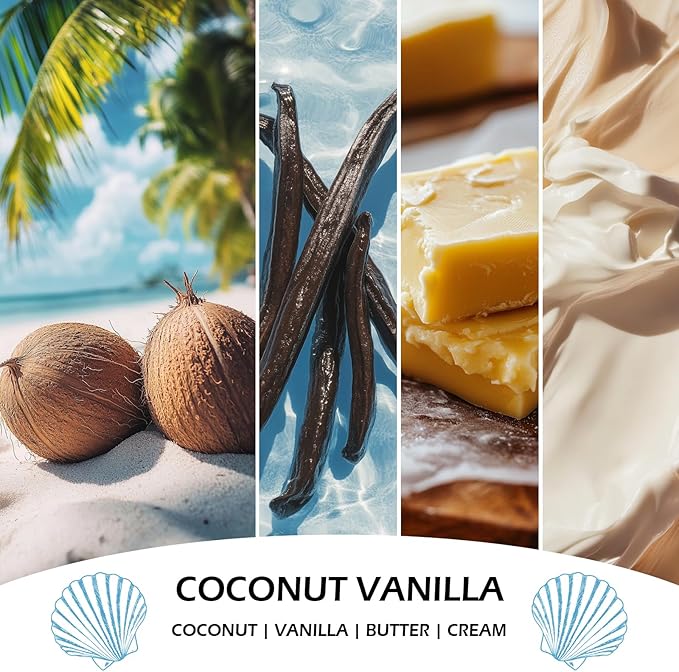 Coconut Vanilla Candles, 7oz Vanilla Coconut Scented Candle, Natural Soy Candles for Home Scented, Long Lasting with 50 Hour Burn Time, Gifts for Men Women - Bloomnest