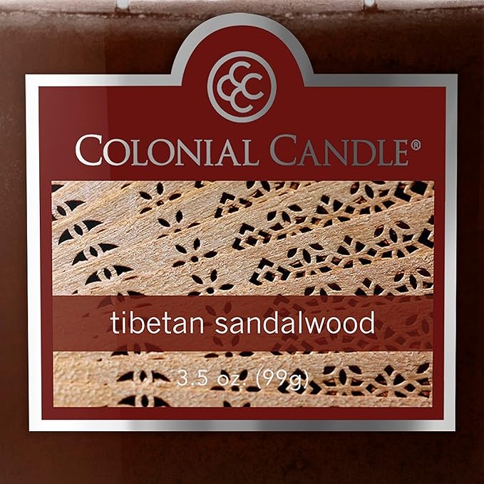 Colonial Candle Tibetan Sandalwood Scented Jar Candle, 2 Wick, 3.5 oz, Mottled Wax Candle (Pack of 4) - Bloomnest