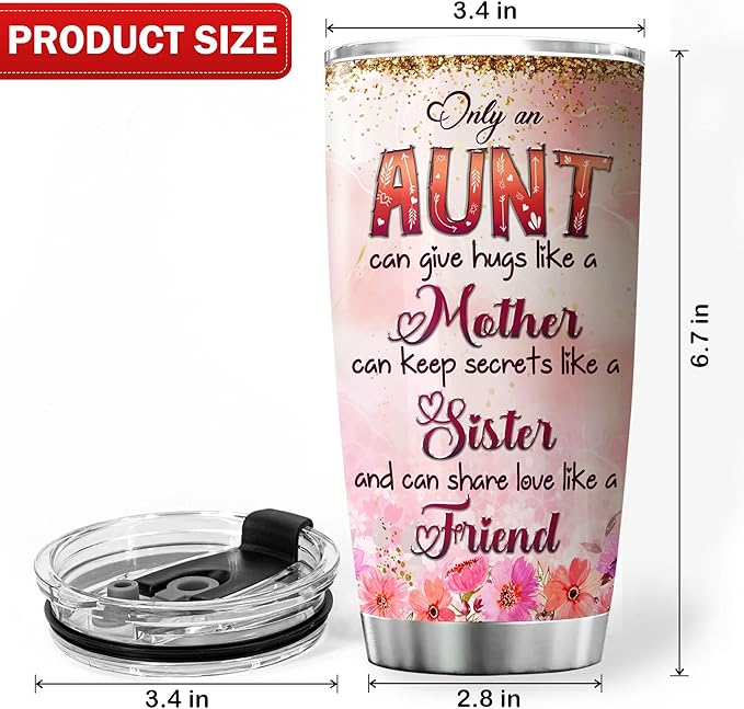 Insulated Tumbler 20oz Only An Aunt Can Give Hugs Like A Mother Gift For Aunts From Niece Aesthetic Floral Print Flower Travel Coffee Mug Sentimental Auntie Cups For Women - Bloomnest