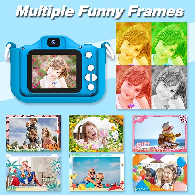 Goopow Kids Camera Toys for 3-8 Year Old Girls Boys,Children Digital Video Camcorder Camera with Cartoon Soft Cover, Best Chritmas Birthday Festival Gift for Kids - 32G SD Card Included - Bloomnest