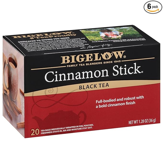 Bigelow Tea Cinnamon Stick Black Tea, Caffeinated Tea with Cinnamon, 20 Count Box (Pack of 6), 120 Total Tea Bags - Bloomnest