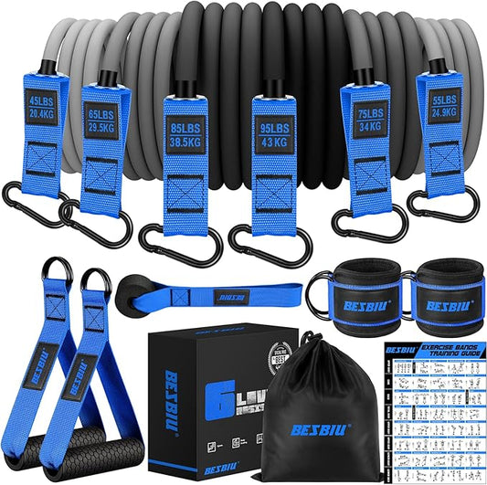 Heavy Resistance Bands for Working Out, 300lbs/360lb/420lb Exercise Bands Workout Bands with Handles, Door Anchor, Ankle Straps, Home Gym Workout Equipment for Men Fitness Strength Training Stretching - Bloomnest