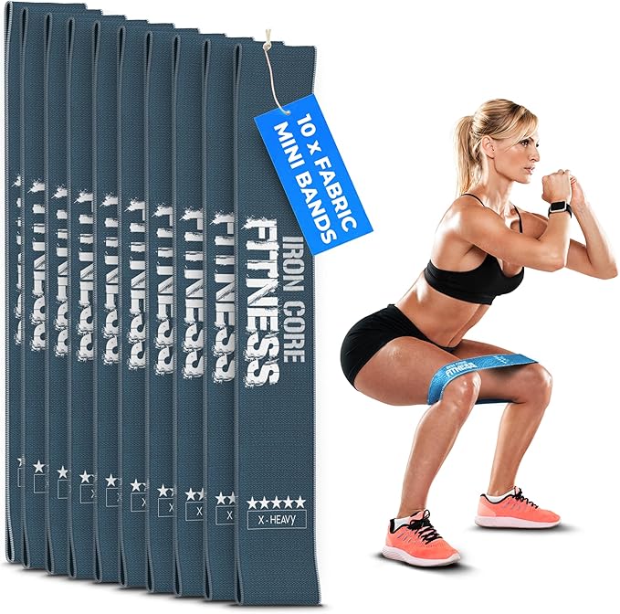 Fabric Mini Resistance Bands Sets for Trainers, Bootcamp, Gym for Men and Women in Fun Colors - Ebook, Videos and Workout Chart Included by Iron Core Fitness - Bloomnest