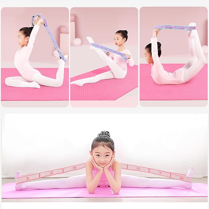 2 PCS Stretch Strap for Kids Dance Elastic Band for Children Gymnastics Stretching Strap Kids Stretching Bands Multi-Loop Adjustable Exercise Bands Stretching Resistance Ballet Bands -8 Loops - Bloomnest