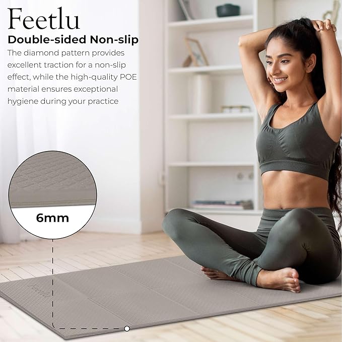 Foldable Yoga Mat, 6mm Thick, Lightweight, Anti-Slip, and Easy to Store – Perfect for Travel, Yoga, Pilates, Home Workouts, and Floor Exercises - Bloomnest