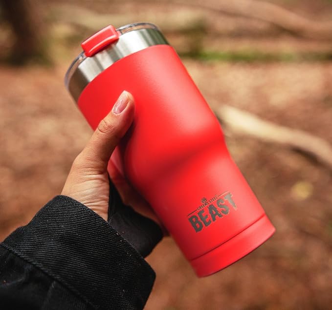 Beast 20 oz Tumbler Stainless Steel Vacuum Insulated Coffee Ice Cup Double Wall Travel Flask (Ladybug Red) - Bloomnest