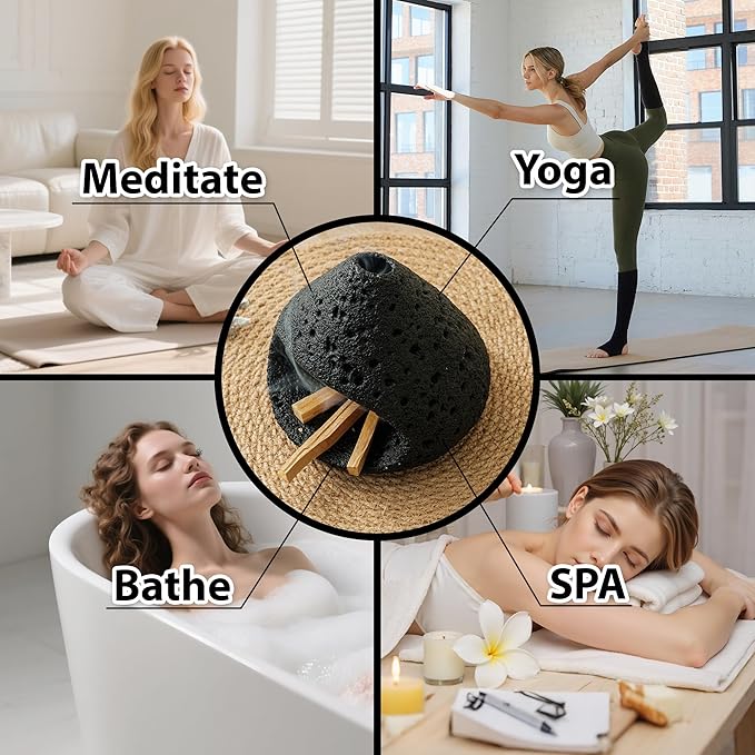 Palo Santo Holder, Modern Incense Burner for Sage, Palo Santo Sticks and Cones Burning, Mini Fireplace Chimney Smudge Bowl for Yoga, Meditation and Energy Cleansing Aromatic Home Decor Bloomnest