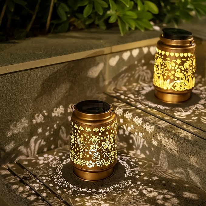 Lawn Social Solar Lanterns Outdoor Waterproof, Hummingbird Metal Hanging Solar Lights for Outside, Garden Decor Birthday Gifts for Women Mom Grandma, Outdoor Lantern for Patio Yard Balcony Porch - Bloomnest