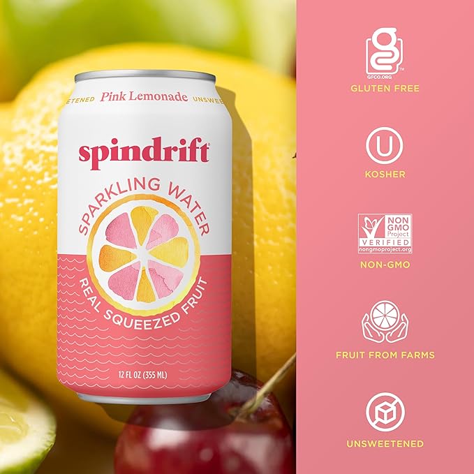 Spindrift Pink Lemonade Can 12 Ounce (Pack of 24) - Bloomnest