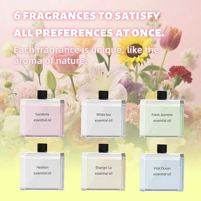 Essential Oil Diffuser Refill 6 Piece for XIYIUSSM S1pro Waterless Essential Oil Diffuser Aromatherapy Set 6 Flavors (Essential Mist Refill 6pcs) - Bloomnest