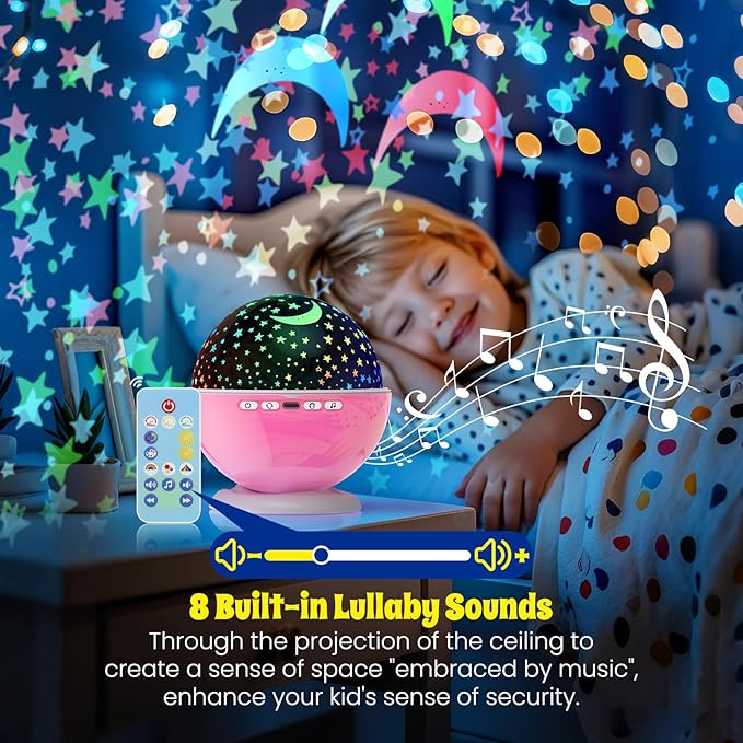 Kids Star Night Light, Night Light Projector,Nebula Star Projector 360 Degree Rotation - 6 LED Bulbs 18 Light Color Changing with USB Cable, Romantic Gifts for Men Women Children (Pink) - Bloomnest