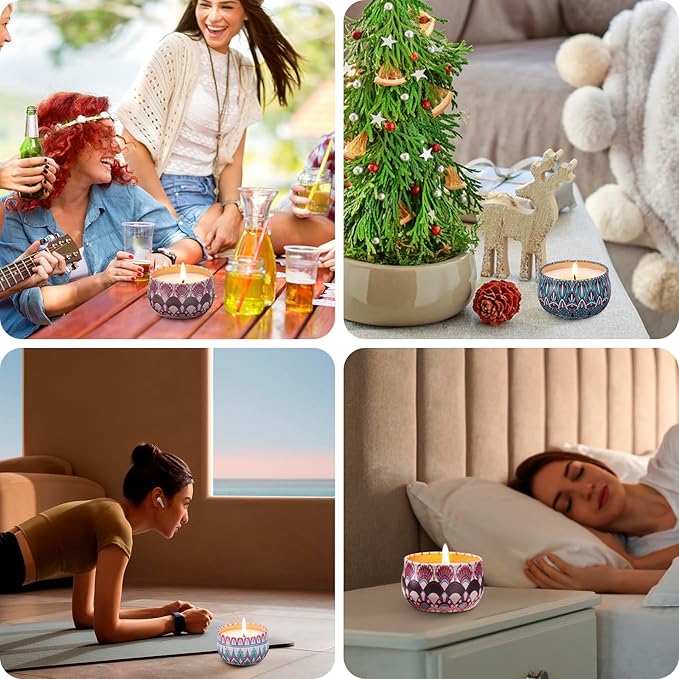 Hausware 3 Pack Scented Candles, 2.5 oz Aromatherapy Candles with Floral Scents,Soy Candles Set with 72H Burning Time,Ideal Gift for Women (Strawberry+Lilac+Freesia) - Bloomnest