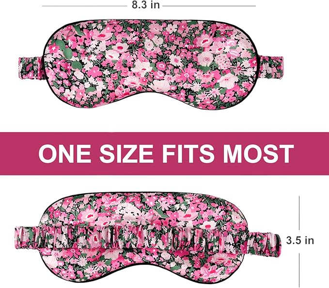 OLESILK 100% Natural Mulberry Silk Sleep Eye Mask Block Out Light, Fashion Printed Eye Mask Blindfold for Women Men Full Night Sleeping, Chic Eye Cover Eyeshade, Pattern 3 - Bloomnest