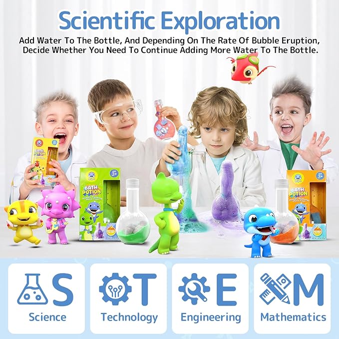 Bath Toys for Kids Potion, SWCANDY 6 Pack Bath Bombs Fun Time Bathtub Colorful Bubble Foam Boys Girls with Indoor Outdoor Scientific Soap Magical Nontoxic Fizzes Eruption Age 4-8 Years Old Toddler - Bloomnest