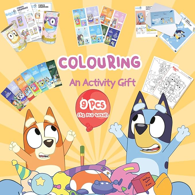 Blue Heeler Arts and Crafts Kits for Kids, 18-in-1 Birthday Gifts Set Crafts Includes Heeler Family Games, Colouring, DIY Activities, Creative Kids Crafts Kit Gifts for 3+ Years Old Girls & Boys - Bloomnest