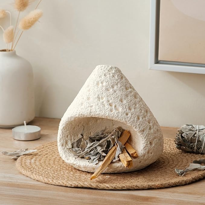 Palo Santo Holder, Modern Incense Burner for Sage, Palo Santo Sticks and Cones Burning, Mini Fireplace Chimney Smudge Bowl for Yoga, Meditation and Energy Cleansing Aromatic Home Decor Bloomnest