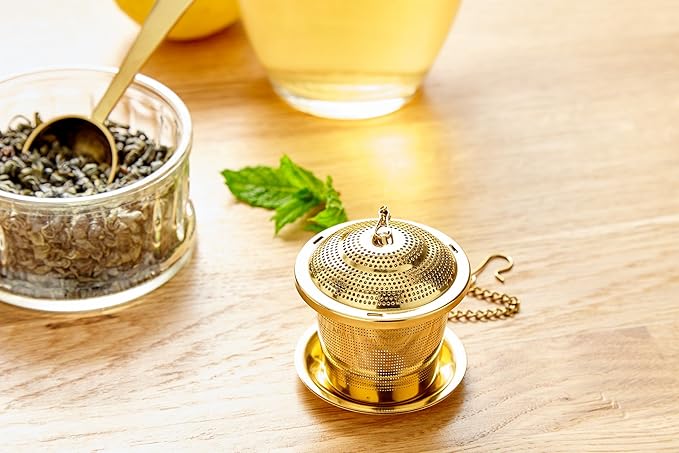 Tea Infuser (Set of 2) with Tea Scoop and Drip Dray - Ultra Fine Tea Strainer for Loose Leaf Tea - Stainless Steel Tea Steeper for a Superior Brewing Experience - Bloomnest