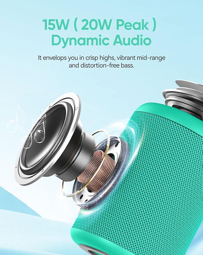 Portable Bluetooth Speaker with Lights, Stocking Stuffers, Powerful Crystal Clear Sound, IPX5 Waterproof, All Day Playtime, BT 5.3, TWS Paring, Small Wireless Speaker for Outdoor, White Elephant Gifts - Bloomnest
