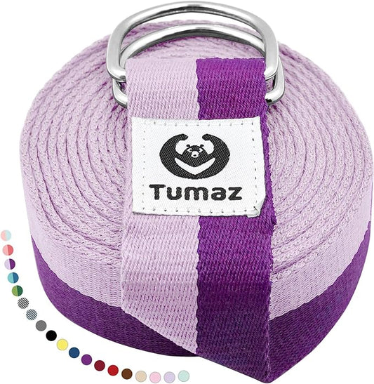 Tumaz Yoga Strap/Stretch Bands [15+ Colors, 6/8/10 Feet Options] with Extra Safe Adjustable D-Ring Buckle, Durable and Comfy Delicate Texture - Best for Daily Stretching, Physical Therapy, Fitness - Bloomnest