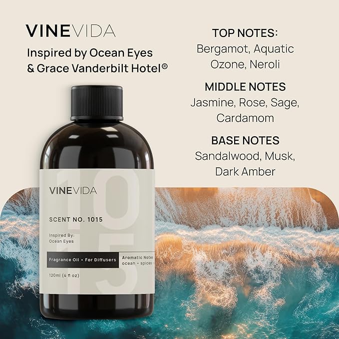 VINEVIDA (128oz) Hotel Fragrance Collection Diffuser Oil - Cold Air Diffuser - Grace Vanderbilt Hotel Inspired Scent No.1015 VINEVIDA