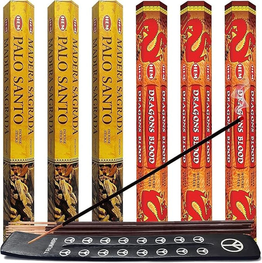 TRUMIRI Palo Santo & Dragons Blood Incense Sticks & Holder Bundle Variety Pack From Hem Trumiri Insense Inscents Insencents Insence