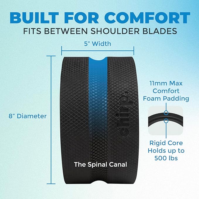 Chirp Wheel Pro Vibrating Massage Roller - 3 Speed Electric Massager for Back Pain Relief & Muscle Therapy, Workout Recovery, Physical Therapy, Yoga Massage | High Density Foam, 8" Black Up to 500 lbs - Bloomnest