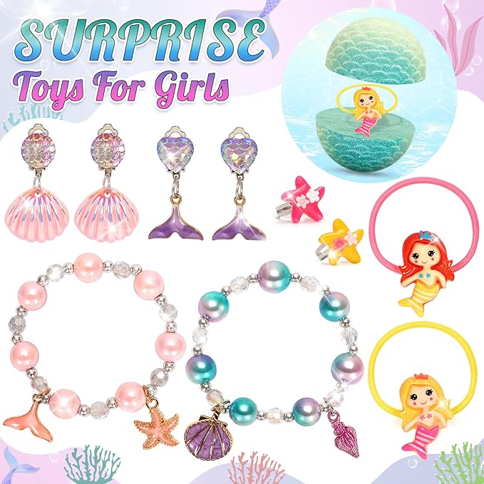 8 Packs Mermaid Bath Bombs for Kids Girls, Bubble Bath Bomb Kit with Surprise Toys Inside, Bath Toys for Kids Aged 4-8, Ideal Birthday Christmas Gifts Stocking Stuffers for Girls 3 4 5 6 - Bloomnest
