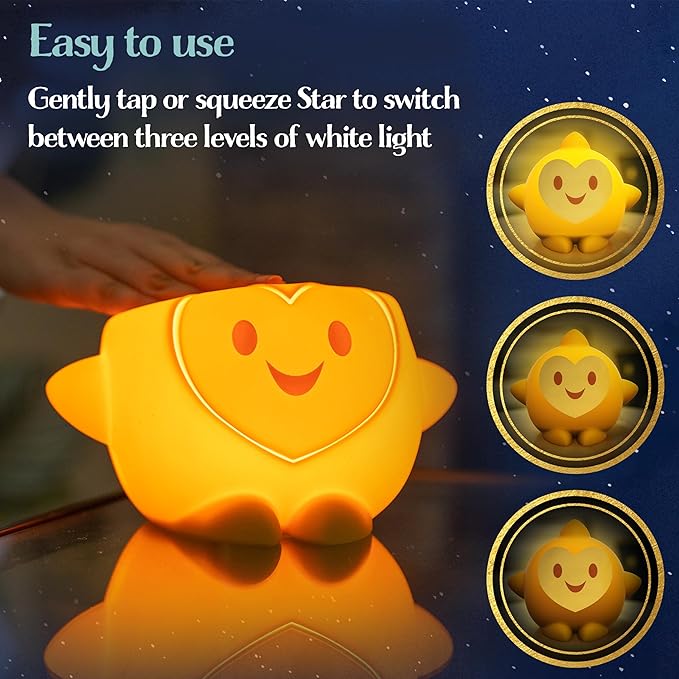 Disney Wish Squishy Light, Night Light for Kids, USB Lamp, Battery Operated, Dimmable, Star Light Ideal for Bedroom, Playroom, Living Room, 79616 - Bloomnest