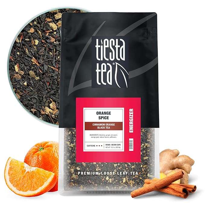 Tiesta Tea - Orange Spice Tea, Loose Leaf, Cinnamon Orange Black Tea, Premium High Caffeine Tea Blend, Make Hot or Iced & Up to 200 Cups, 16 oz Resealable Bulk Pouch - Bloomnest