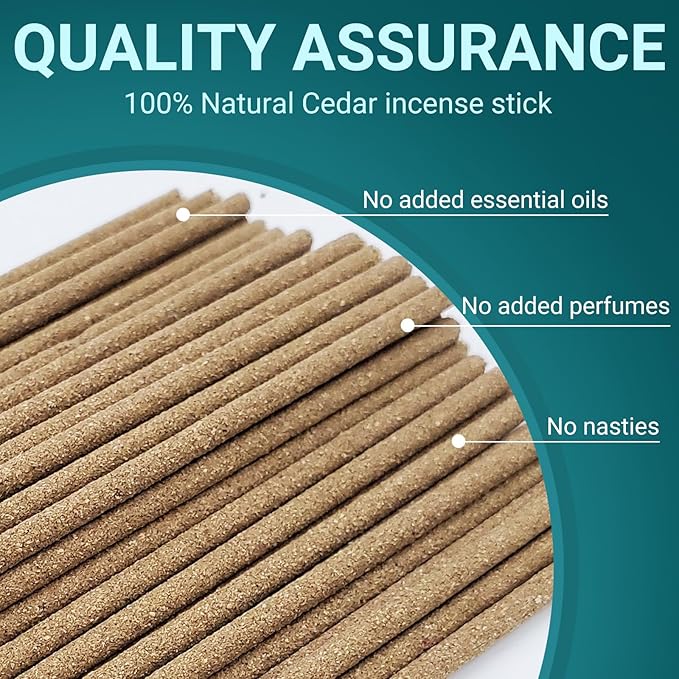 Cedar Incense Sticks (50 Sticks), 100% Natural sustainably harvested Cedar, Suitable for Yoga, Meditation, Relaxation, and Spiritual Purification RRTPPTCitronellaIncense